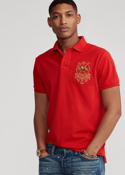 Polo Ralph Lauren Custom Slim Triple-Pony Polo Herre Danmark (KQWEM2149)